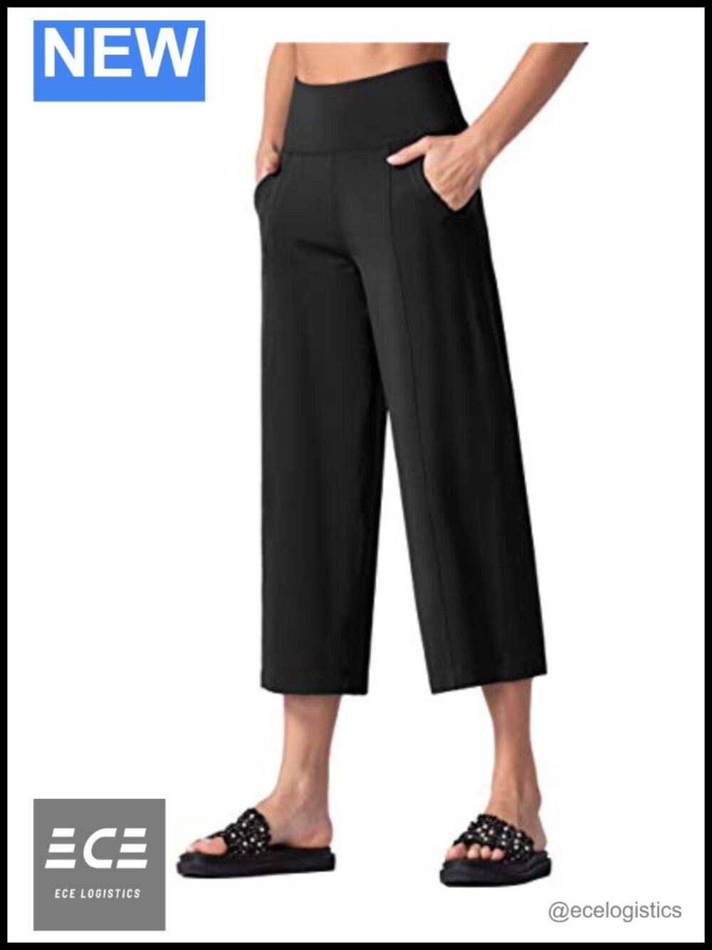 Women's High Waisted Tummy Control Yoga Capris Flared Workout Pants with Pockets